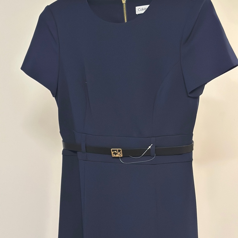 Calvin Klein Blue Sheath Dress for Work